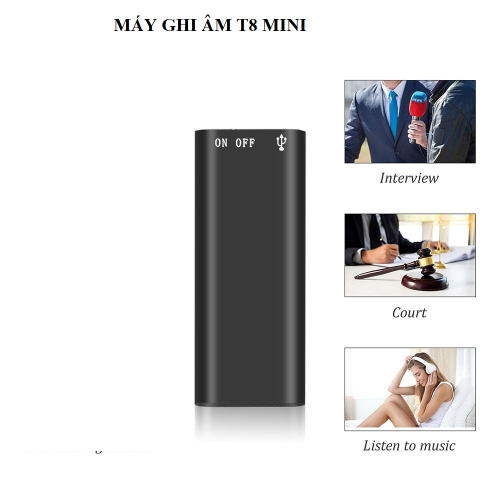 Máy ghi âm mini T8, siêu nhỏ bỏ túi kín đáo